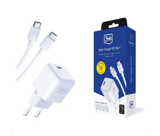 3mk síťová nabíječka Hyper Charger PD 25W + kabel USB-C