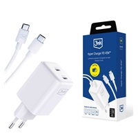 3mk Hyper Charger PD 45W+USB Cable C to C White