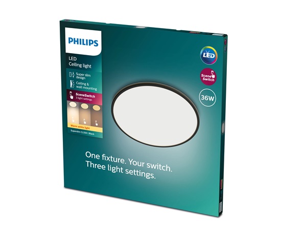 PHILIPS stropní světlo Superslim CL550 SS RD 36W 27K B WV 06 - černá