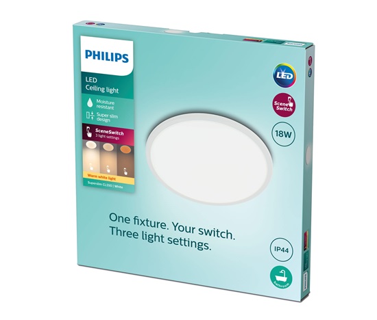 PHILIPS stropní světlo Superslim CL550 SS RD 18W 27K W WVIP4406 - bílá