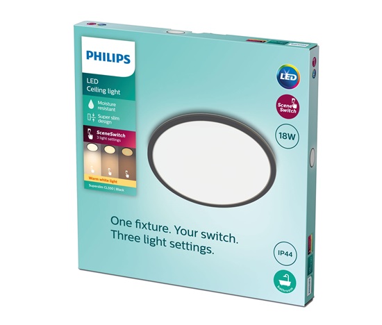 PHILIPS stropní světlo Superslim CL550 SS RD 18W 27K B WVIP4406 - černá