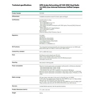 HPE Aruba Networking AP-505 (RW) Dual Radio 2x2 802.11ax Internal Antennas Unified Campus Access Point R2H28A RENEW