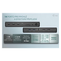 i-tec Thunderbolt4 2x Display Docking Station Gen3, 7x USB, 2.5 GLAN, PowerDelivery 92 W