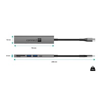 CONNECT IT USB-C hub, 2x USB-A, 1x USB-C, 1x SD karta, 1x MicroSD karta, šedá