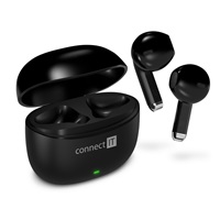 CONNECT IT Sluchátka True Wireless SonicBass, špunty do uší s mikrofonem, Bluetooth, černá