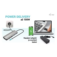 i-tec USB-C Metal Nano 2x HDMI Docking Station, PD 100W + Charger 100W (bundle)
