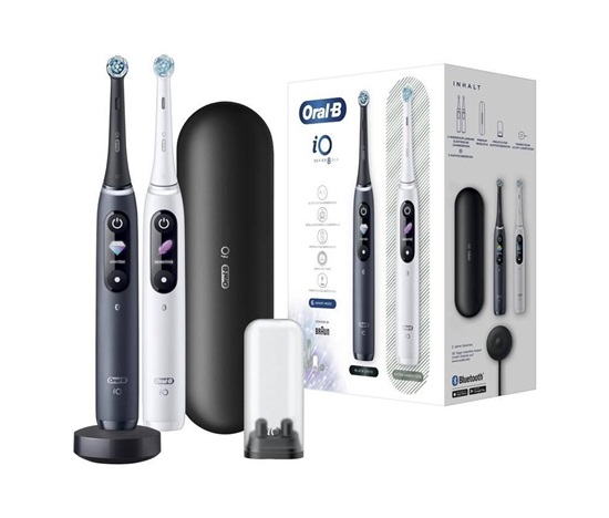 BAZAR - Oral-B iO8 Series Duo set zubních kartáčků, magnetický, displej, 6 režimů, tlakový senzor - pošk. obal