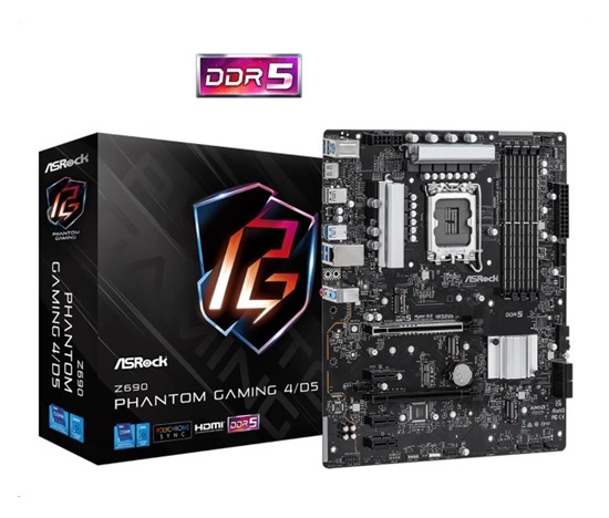 BAZAR - ASRock MB Sc LGA1700 Z690 Phantom Gaming 4/D5, Intel Z690, 4xDDR5, 1xHDMI - Po opravě (Bez příšlušenství)