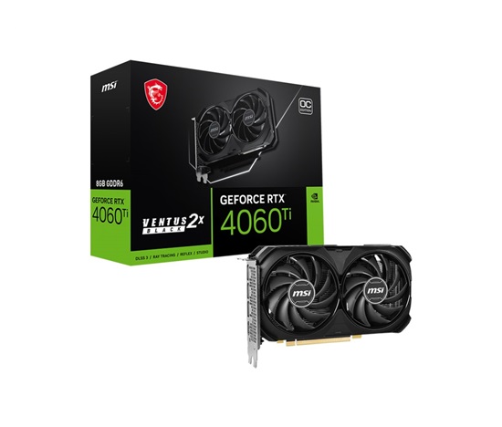 MSI VGA NVIDIA GeForce RTX 4060 Ti 8G VENTUS 2X BLACK E1 OC, 8G GDDR6, 3xDP, 1xHDMI