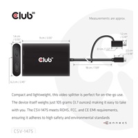 Club3D Video rozbočovač USB-C/A na 2xHDMI 2.0, Dual Monitor, 4K60Hz (M/F)
