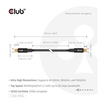 Club3D Kabel MiniDisplayPort 2.1 Certifikovaný, 10K60Hz, DSC1.2, UHBR10, 1m