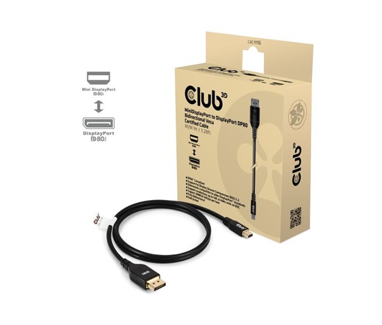 Club3D Kabel MiniDisplayPort na DisplayPort 2.1 Certifikovaný, Oboustranný, 10K60Hz, DSC1.2, UHBR10, 1m