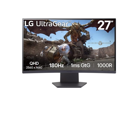 LG MT VA LCD LED 27" 27GS60QC - VA panel, 1ms, 180Hz, 2560x1440, 2xHDMI, DP, zakriven, AMD freesync, HDR10, sRGB 99%