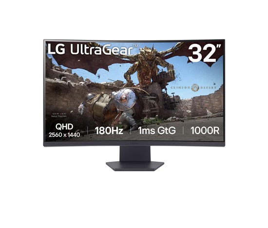 LG MT VA LCD LED 31,5" 32GS60QC - VA panel, 1ms, 180Hz, 2560x1440, HDMI, DP, zakriven, AMD freesync, HDR10, sRGB 99%