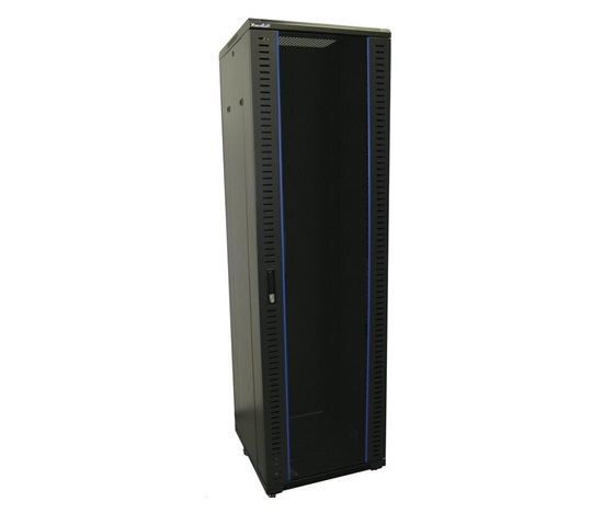 BAZAR - XtendLan 19" stojanový rozvaděč 42U 600x800, nosnost 500kg, skleněné dveře, plná záda, kolečka,černý - odřeno