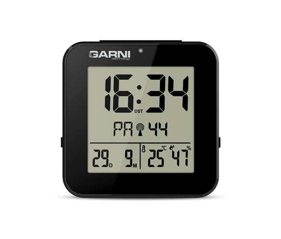 GARNI 138B - digitální budík s teploměrem a vlhkoměrem, černá