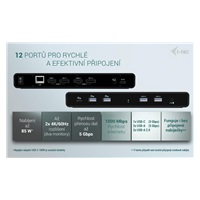 i-tec Universal Dual 4K Display Docking Station, Power Delivery 85W + i-tec USB-C Charger 100W
