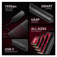 AXAGON EEM2-GAM, USB-C 10Gbps - NVMe & SATA SSD GAME M.2 box, bezśrubowy