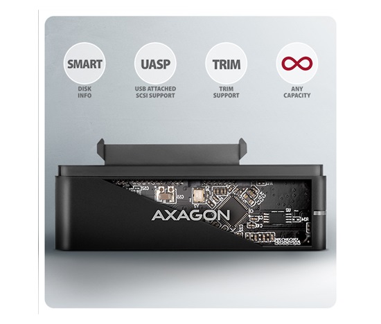 AXAGON ADSA-FPX, adapter USB-C 10Gbps - SATA 6G, 2.5"/3.5" SSD/HDD FAST PORT X, w tym zasilacz sieciowy