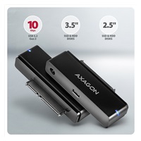 AXAGON ADSA-FPX, adapter USB-C 10Gbps - SATA 6G, 2.5"/3.5" SSD/HDD FAST PORT X, w tym zasilacz sieciowy