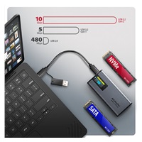 AXAGON EEM2-SD2 USB-C 10Gbps - M.2 NVMe & SATA SSD metalowy DISPLAY box, bezśrubowy