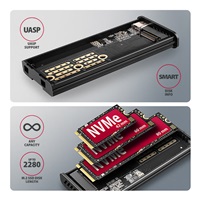 AXAGON EEM2-SD2 USB-C 10Gbps - M.2 NVMe & SATA SSD metalowy DISPLAY box, bezśrubowy