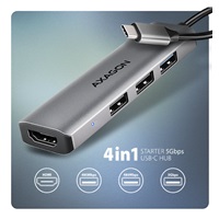 AXAGON HMC-H3A, USB 5Gbps hub, 3x USB-A, HDMI 4k/30Hz, kabel USB-C 15cm