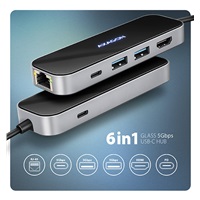 AXAGON HMC-6GLN, USB 5Gbps hub, 2x USB-A, USB-C, HDMI 4k/60Hz, RJ-45 GLAN, PD 100W, kabel USB-C 20cm