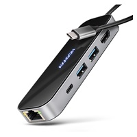 AXAGON HMC-6GLN, USB 5Gbps hub, 2x USB-A, USB-C, HDMI 4k/60Hz, RJ-45 GLAN, PD 100W, kabel USB-C 20cm