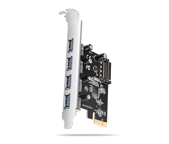 AXAGON PCEU-430RS, kontroler PCIe, 4x port USB 5Gbps, zasilanie SATA, Renesas PD720201, SP