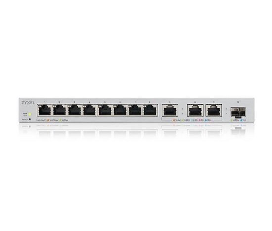 Zyxel XGS1250-12 v2, 12-Port Gigabit webmanaged Desktop Switch with 8 port 1G + 3-Port MultiGig 1/2.5/5/10G + 1-Port SFP