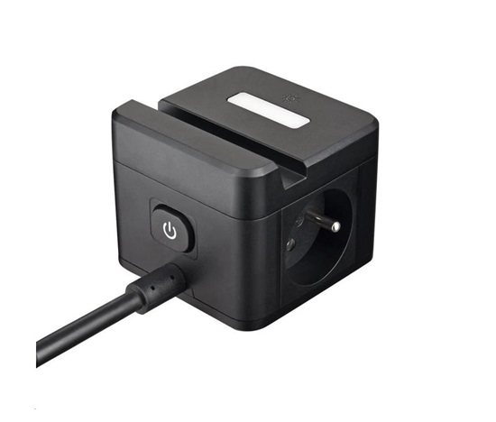 Viking síťový adaptér YC23H, 2x 230 V, 1x USB-A, 2x USB-C, dotykové světlo, funkce stojánku, černá