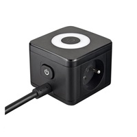 Viking síťový adaptér YC23L, 2x 230 V, 1x USB-A, 2x USB-C, dotykové světlo, délka 1,4 m, černá
