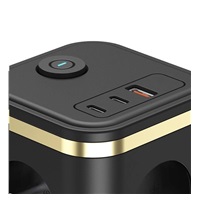 Viking síťový adaptér YC33, 3x 230 V, 1x USB-A, 2x USB-C, tlačítko ON/OFF, délka 1,4 m, černá