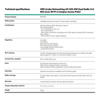 HPE Aruba Networking AP-503-RW Dual Radio 2x2:2 802.11ax Wi-Fi 6 Campus Access Point (Includes Mount Bracket) R8M98A REN