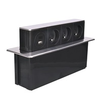 Solight 3z + USB A+C výsuvný blok zásuvek, 2m, nerez ocel