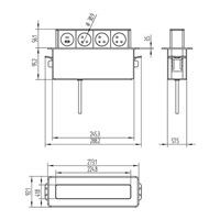 Solight 3z + USB A+C výsuvný blok zásuvek, 2m, nerez ocel