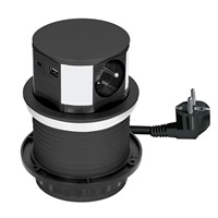 Solight 3z + USB A+C výsuvný blok zásuvek, 2m, černý