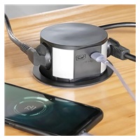 Solight 3z + USB A+C výsuvný blok zásuvek, 2m, černý