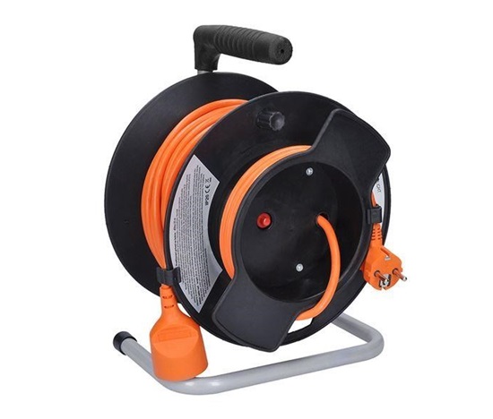 Solight prodlužovací přívod na bubnu, 1 zásuvka, 25m, oranžový kabel, 3x 1,5mm2