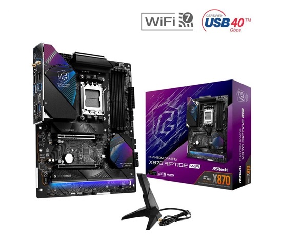 ASRock MB Sc AM5 X870 RIPTIDE WIFI, AMD X870, 4xDDR5, 1xHDMI, 2xThunderbolt, WI-FI