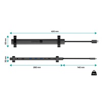 CONNECT IT Dokovací stanice USB-C 10v1, 1xHDMI, 2xUSB-C, 3xUSB, 1xRJ45, černá
