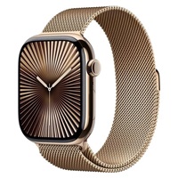 Apple Watch Series 10 GPS + Cellular 46mm Gold Titanium Case with Gold Milanese Loop - S/M