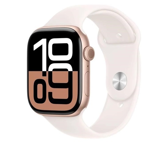 Apple Watch Series 10 GPS + Cellular 42mm Rose Gold Aluminium Case with Light Blush Sport Band - S/M