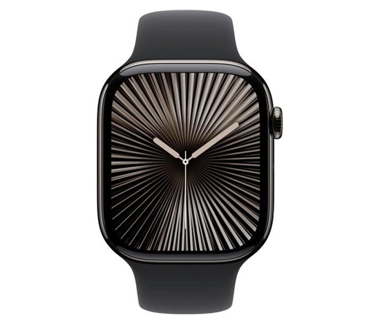 Apple Watch Series 10 GPS + Cellular 42mm Slate Titanium Case with Black Sport Band - S/M