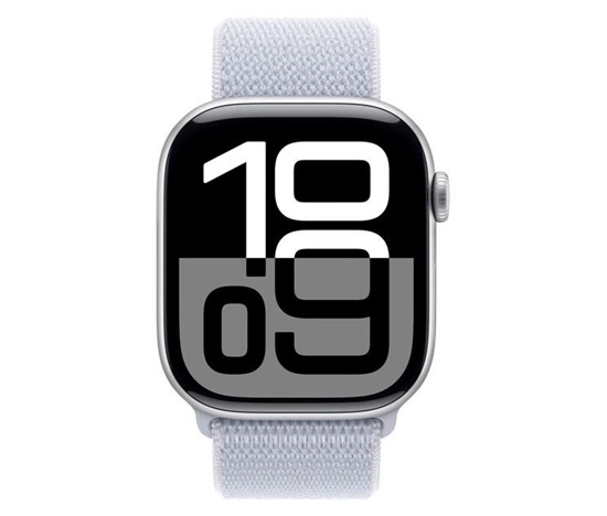 Apple Watch Series 10 GPS + Cellular 46mm Silver Aluminium Case with Blue Cloud Sport Loop