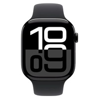 Apple Watch Series 10 GPS + Cellular 46mm Jet Black Aluminium Case with Black Sport Band - S/M