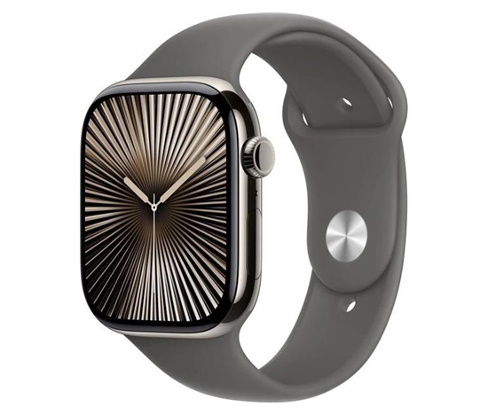 Apple Watch Series 10 GPS + Cellular 46mm Natural Titanium Case with Stone Grey Sport Band - M/L
