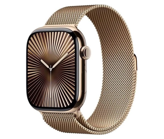 Apple Watch Series 10 GPS + Cellular 46mm Gold Titanium Case with Gold Milanese Loop - M/L