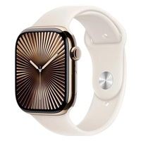 Apple Watch Series 10 GPS + Cellular 42mm Gold Titanium Case with Starlight Sport Band - S/M
